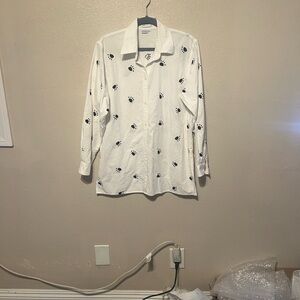 White Shirt with Black Pattern